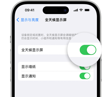 延平苹果15预约维修分享iPhone15如何设置全天候显示屏幕可见 